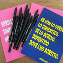 Penna a sfera Bic con logo Boneswimmer in plastica nera, idea regalo con il block notes