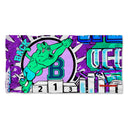 Telo da piscina Boneswimmer in microfibra linea BACK con una trigre che si tuffa a dorso ed elementi da piscina