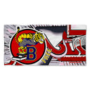 Telo da piscina Boneswimmer in microfibra linea FREE con una trigre che si tuffa da un trampolino di nuoto