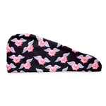Turbante asciugacapelli Sahara in microfibra con maialini volanti, modello 019S Porky's, vista laterale